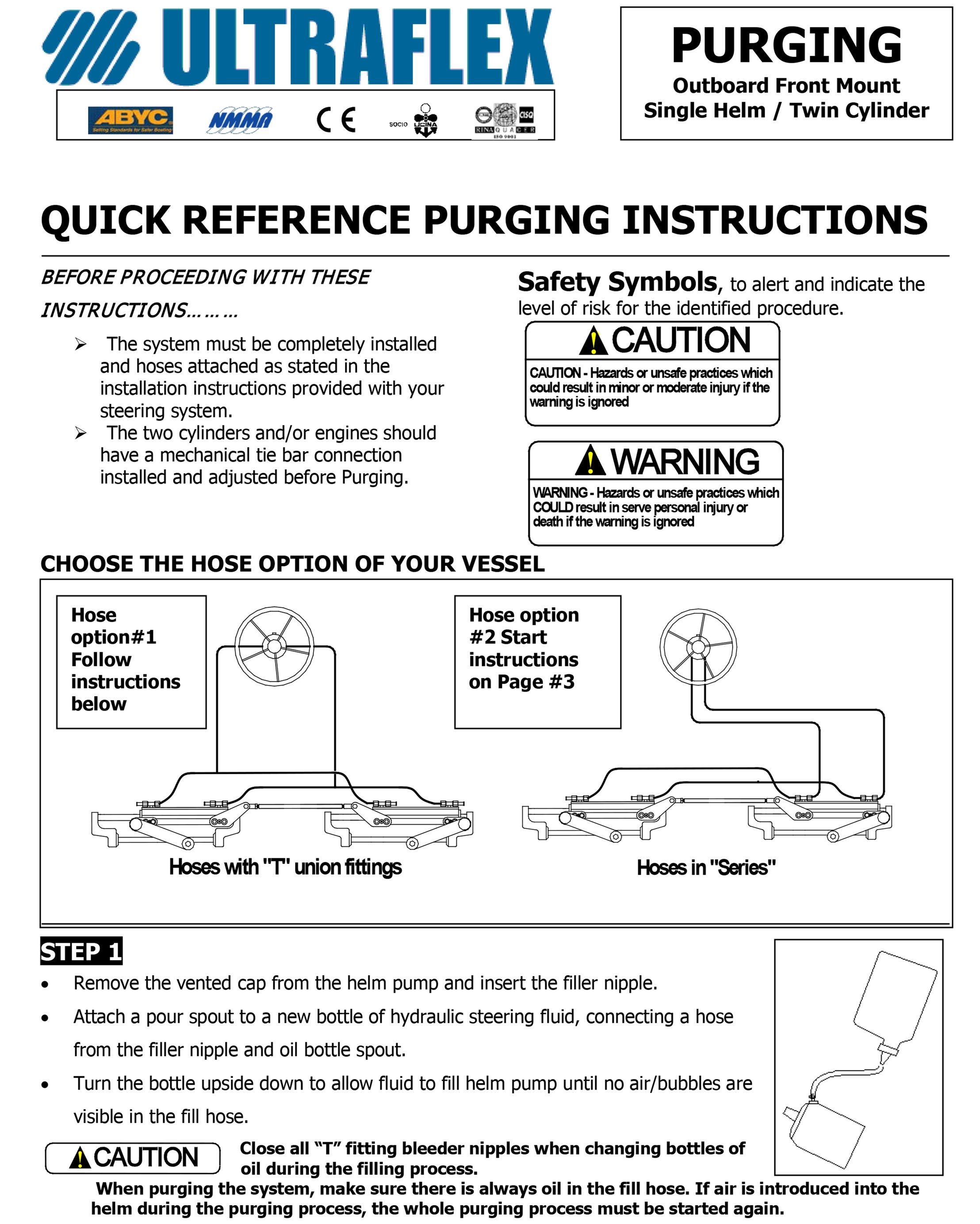 Hydraulic Boat steering System Bleeding instructions