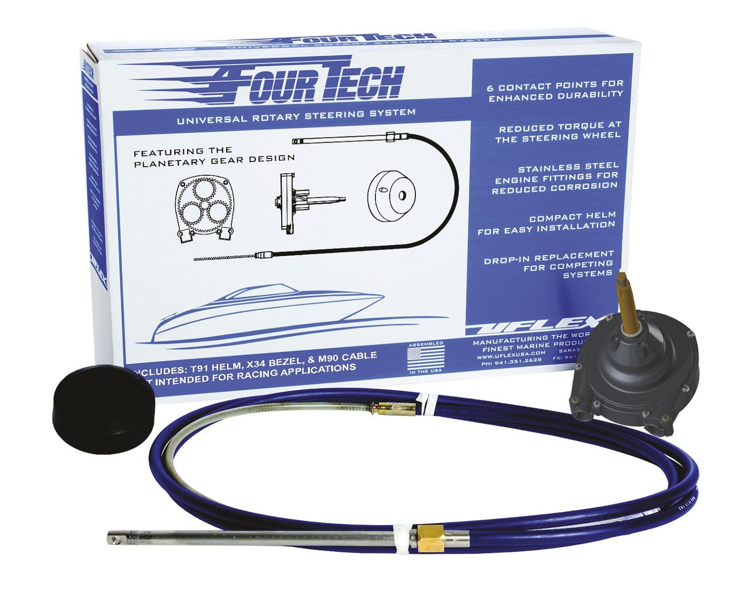 Fourtech-1 Complete Mechanical Zero Torque Feedback Boat Steering System
