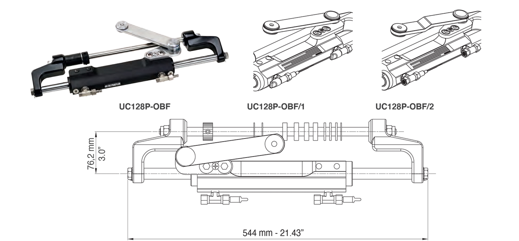 UC128TS Outboard Hydraulic Boat Steering Cylinder