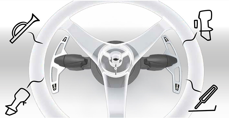 PTS-1 43051L  Boat Steering Wheel Single Paddle Kit Layout