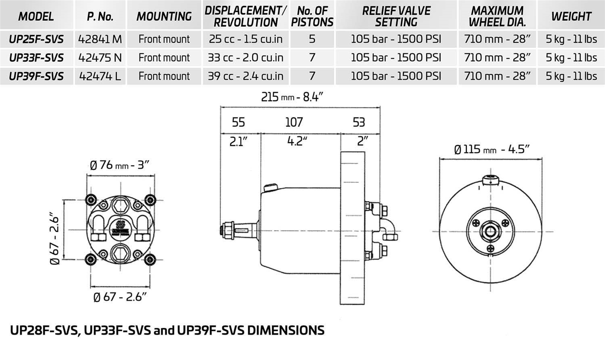 UP33F-SVS 42475 N Hydraulic Boat Steering Helm Pump 1500 PSI 2.0 CU IN