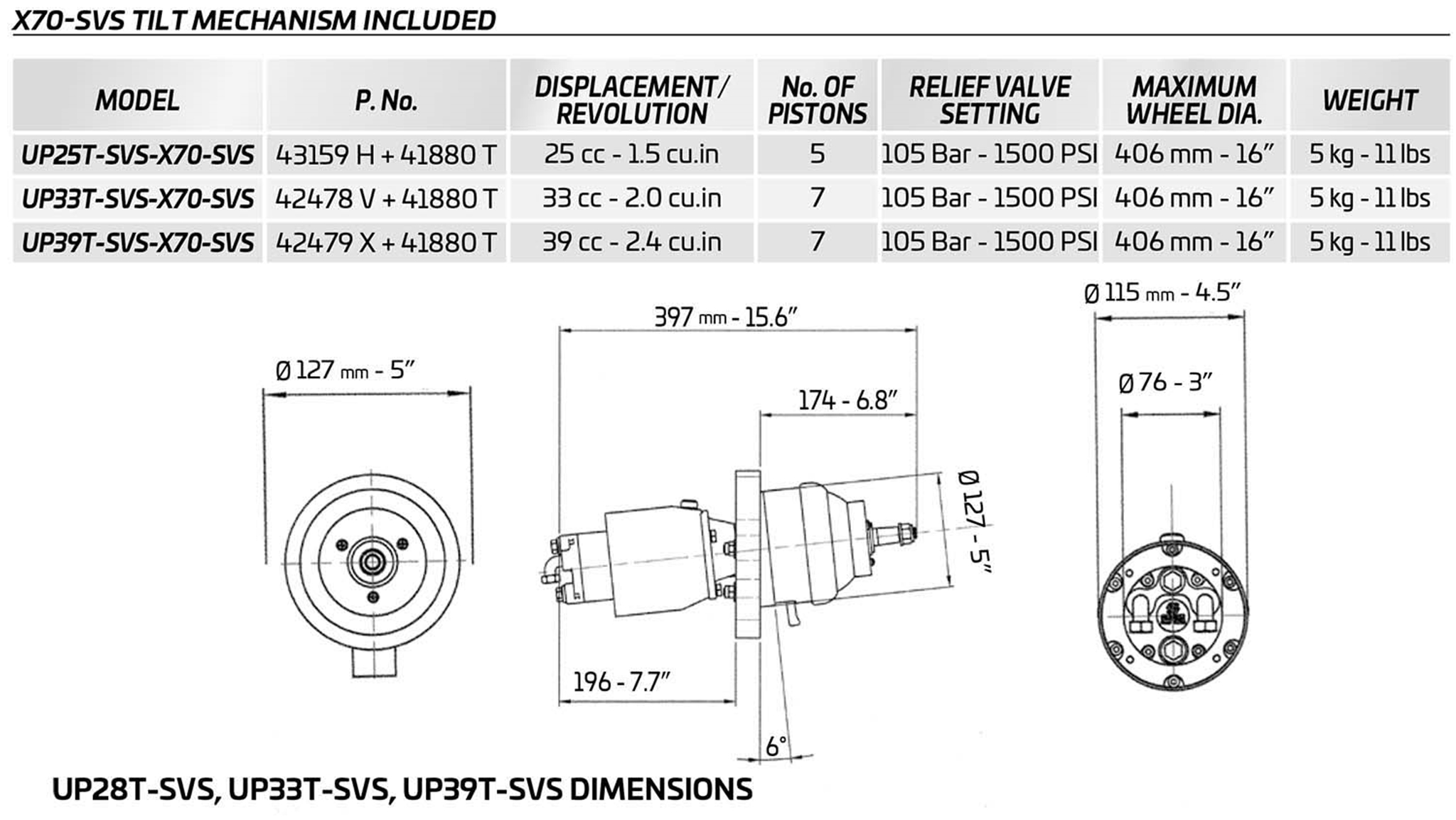 UP25T-SVS-X70  43159 H + 41880 T With Tilt Hydraulic Outboard Steering Helm