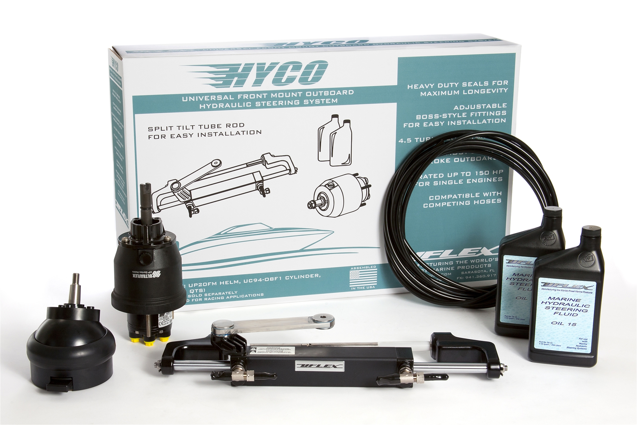 Hyco 1.0 Complete Outboard Hydraulic Steering System 150HP and below