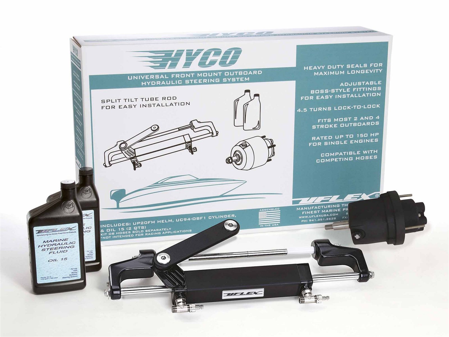Hyco 1.0 Complete Outboard Hydraulic Steering System 150HP and below