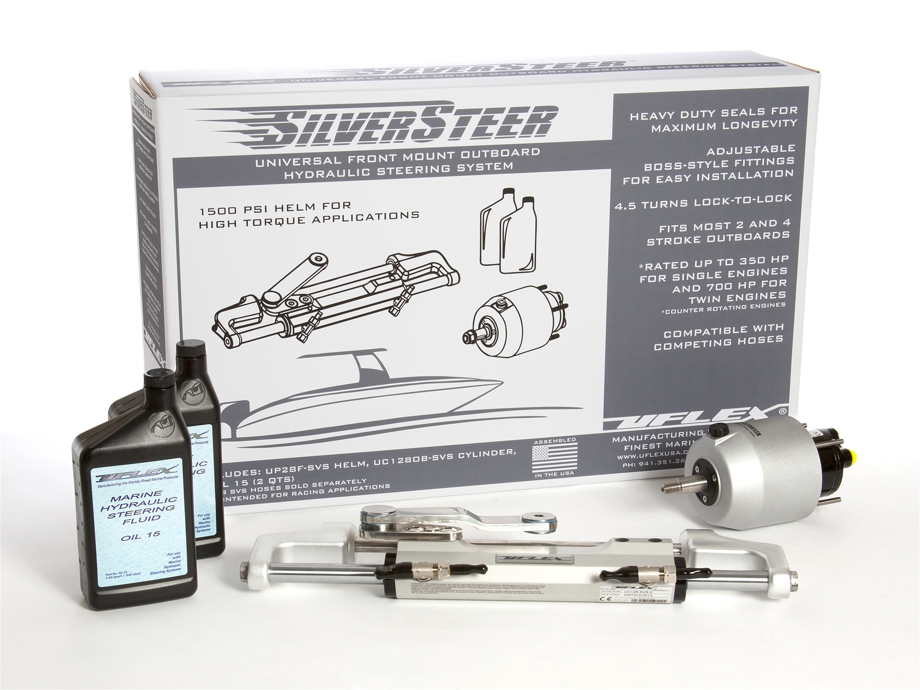 Uflex Silver Steer HP OB Hydraulic Steering Package